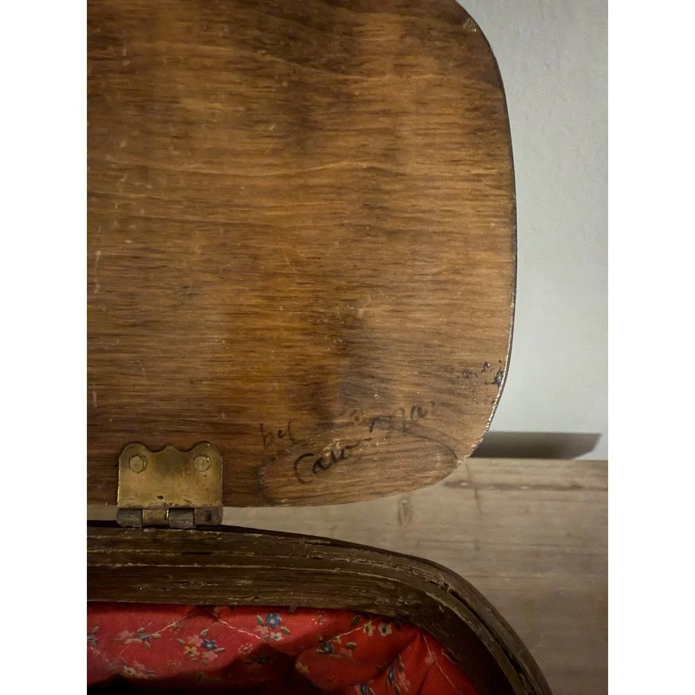 Vintage Caro-Nan Hand Painted Wooden Basket Purse Village Scene‎ Smart Set Bag